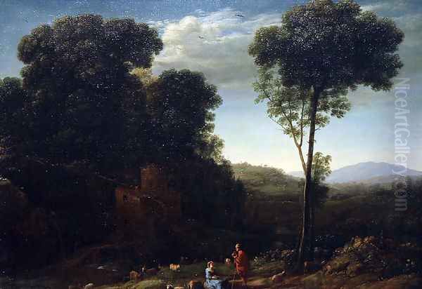 Pastoral Landscape with a Mill Oil Painting by Claude Lorrain (Gellee)