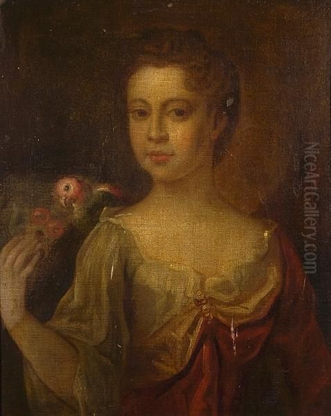 Young Girl With Parrot Oil Painting by Michael Dahl