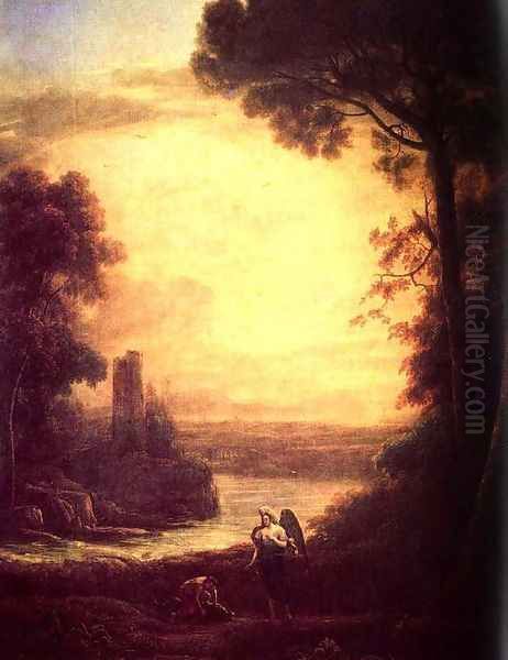 Tobias and the angel Oil Painting by Claude Lorrain (Gellee)