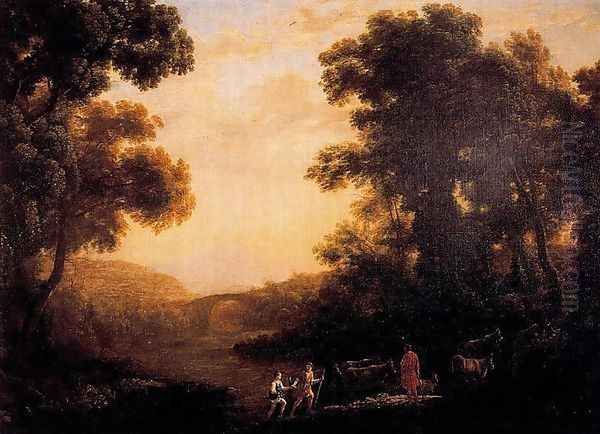 Ford of a river Oil Painting by Claude Lorrain (Gellee)