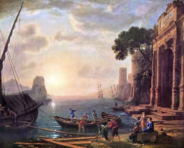 Port at sunset Oil Painting by Claude Lorrain (Gellee)