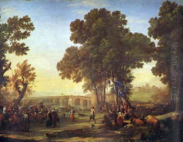 The village party Oil Painting by Claude Lorrain (Gellee)