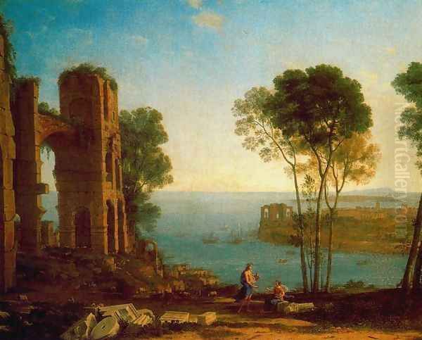 The Bay's Port with Apollo and the Cumaean sibyl Oil Painting by Claude Lorrain (Gellee)