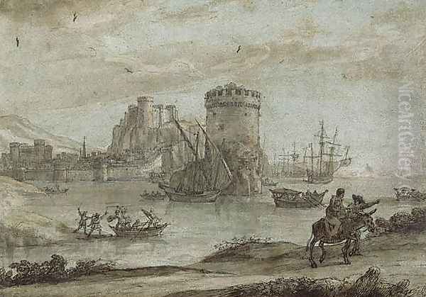 Figures in Landscape Oil Painting by Claude Lorrain (Gellee)