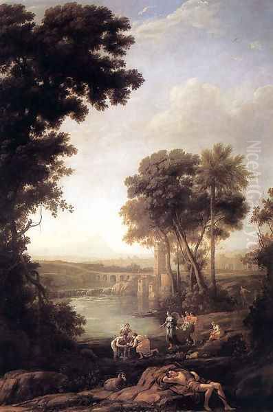 Landscape with Moses saved from the waters Oil Painting by Claude Lorrain (Gellee)