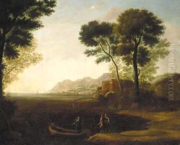 A coastal inlet with the embarkation of Carlo and Ubaldo Oil Painting by Claude Lorrain (Gellee)