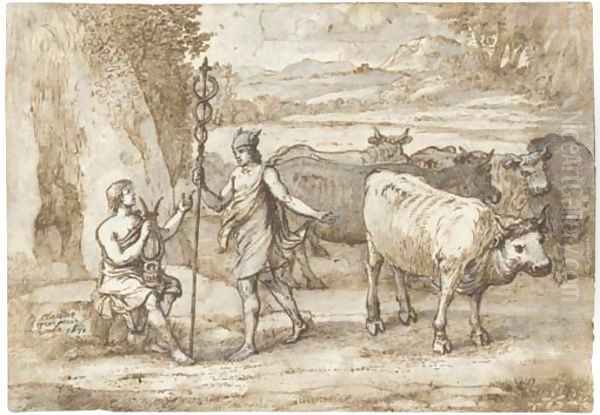 Mercury returning the cattle of Admetus to Apollo Oil Painting by Claude Lorrain (Gellee)