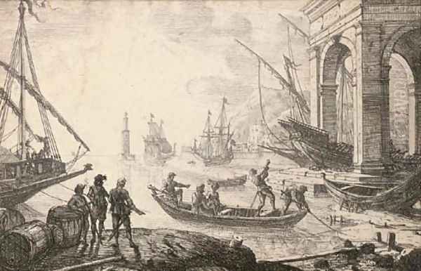 Harbour scene with rising sun Oil Painting by Claude Lorrain (Gellee)