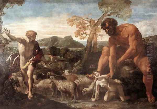 Norandino And Lucina Discovered By The Ogre Oil Painting by Giovanni Lanfranco