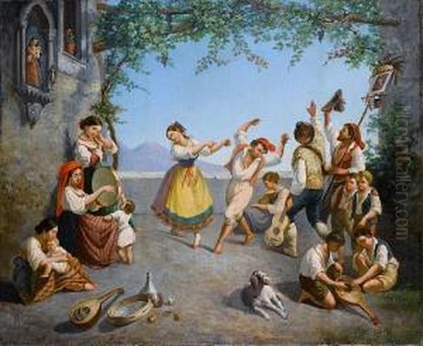 La Tarantella Napoletana Oil Painting by Edoardo Dalbono