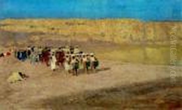 Corteo Nel Deserto Oil Painting by Edoardo Dalbono