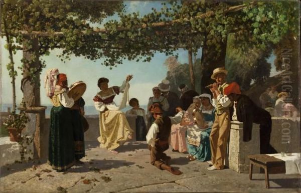 Tarantella Oil Painting by Edoardo Dalbono