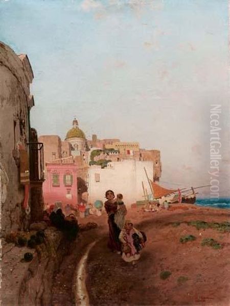 Una Stradina A Napoli Oil Painting by Edoardo Dalbono