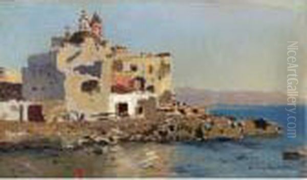 Marina Oil Painting by Edoardo Dalbono