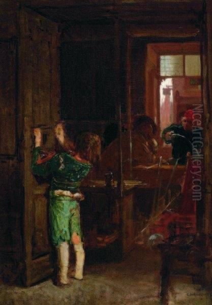 Scena D'interno (bottega D'armi) Oil Painting by Edoardo Dalbono