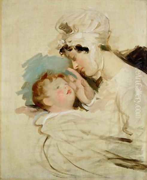 Portrait of a mother and child Oil Painting by Sir Thomas Lawrence