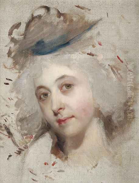 Portrait head of a lady, unfinished Oil Painting by Sir Thomas Lawrence