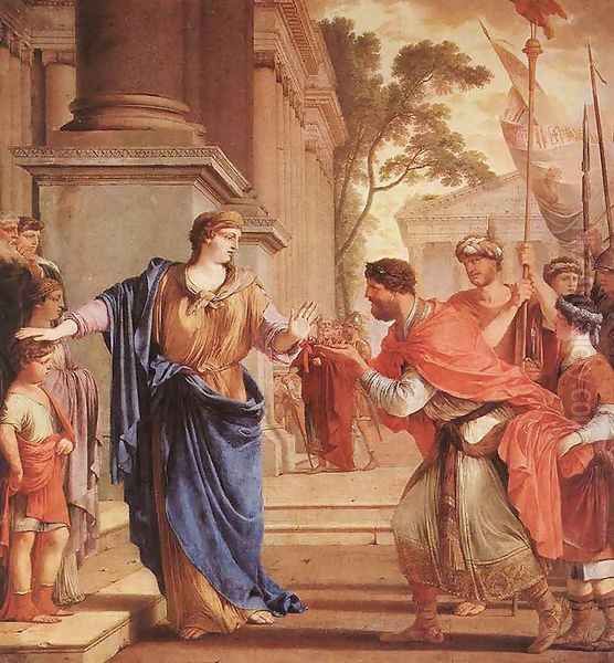 Cornelia Refusses the Crown of the Ptolomai 1646 Oil Painting by Laurent De La Hire