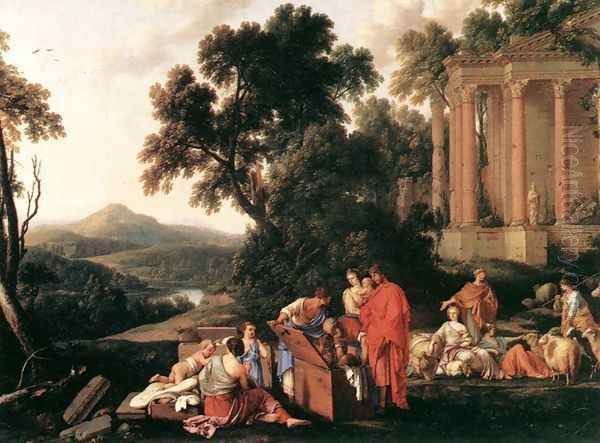 Laban Searching Jacob's Bagagge for the Stolen Idols 1647 Oil Painting by Laurent De La Hire