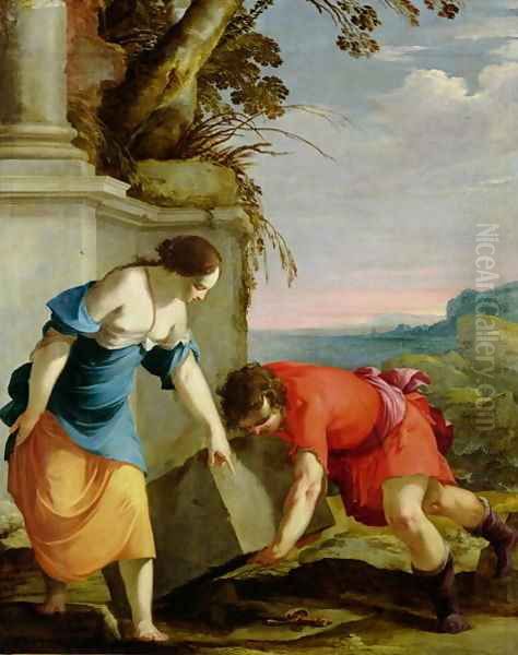 Theseus Finding his Father's Sword 1634 Oil Painting by Laurent De La Hire