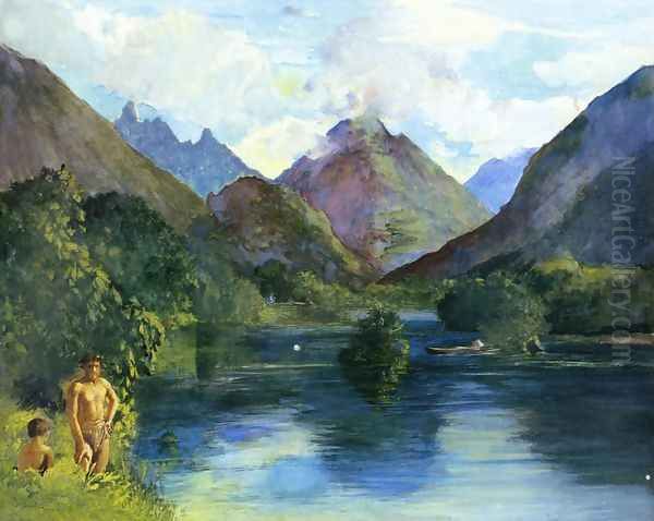 Entrance To Tautira River Tahiti Oil Painting by John La Farge