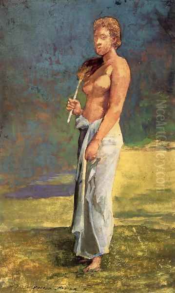 A Samoan Lady Oil Painting by John La Farge