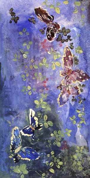 Butterflies And Foliage Oil Painting by John La Farge