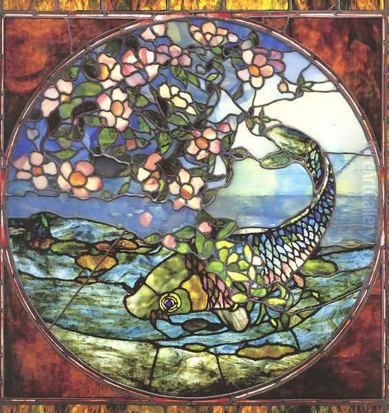 Fish and Flowering Branch Oil Painting by John La Farge