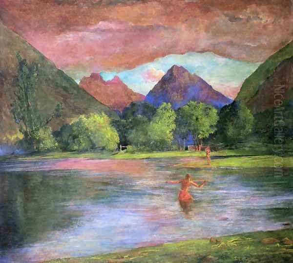 After Glow Tautira River Tahiti Oil Painting by John La Farge