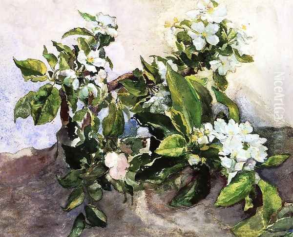 Apple Blossoms Oil Painting by John La Farge