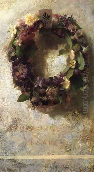 Agathon To Erosanthe Votive Wreath Oil Painting by John La Farge