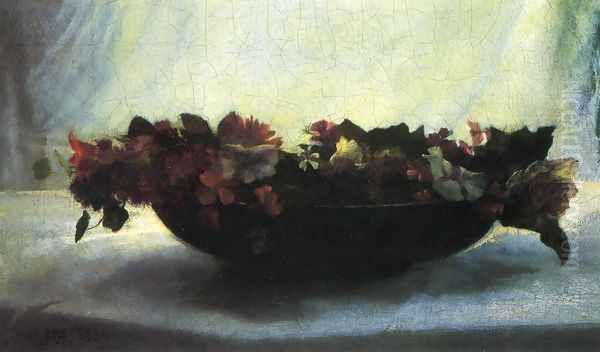 Bowl Of Flowers Oil Painting by John La Farge