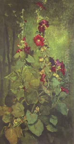 Agathon to Erosanthe, votive wreath Oil Painting by John La Farge