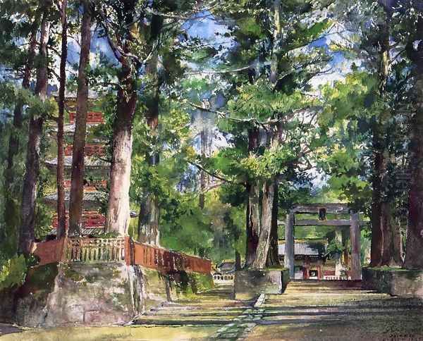 Avenue To The Temple Of Iyeyasu Nikko Mid Day Study Oil Painting by John La Farge