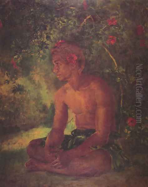 Maua A Samoan Aka Maua Our Boatman Oil Painting by John La Farge