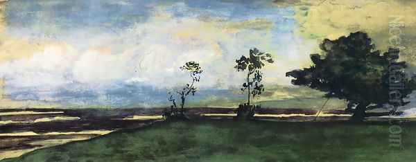 At Papara Beb 25th 1891 Early Moonlight And Afterglow From The Verandah Of Tatis House Oil Painting by John La Farge