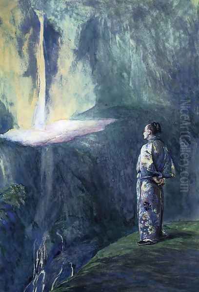 Li Tai Pe And The Waterfall Oil Painting by John La Farge