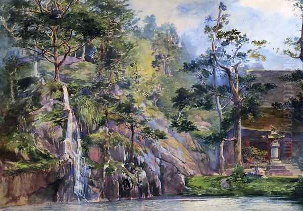 Water Fall Of Urami No Taki Oil Painting by John La Farge