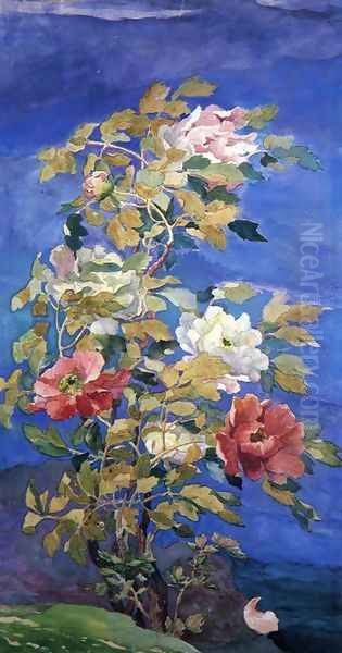 Peonies In A Breeze Oil Painting by John La Farge