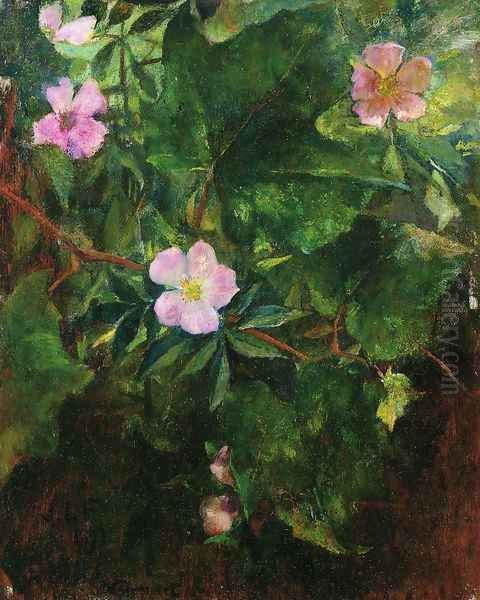 Wild Roses And Grape Vine Study From Nature Oil Painting by John La Farge