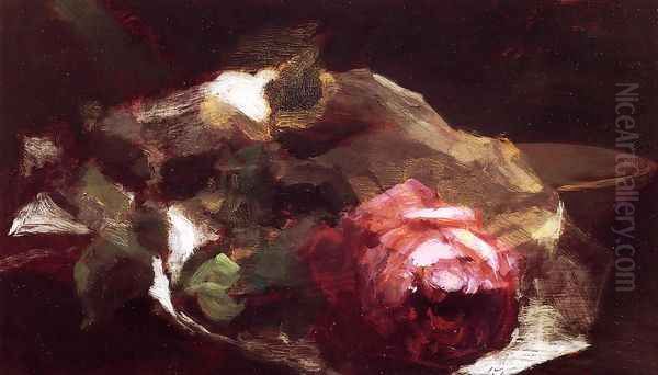 Still Life With Rose Oil Painting by John La Farge