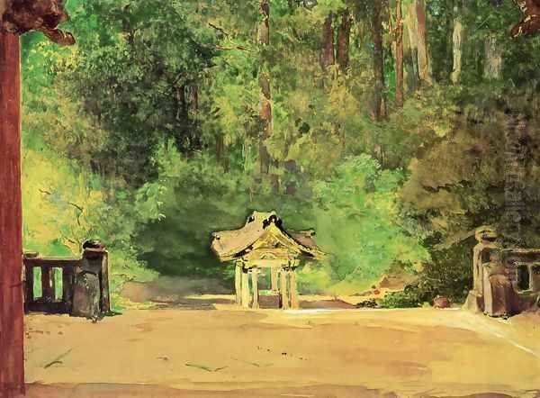 Sacred Font In The Temple Of Iyemitsu Nikko From The Platform Of The Second Gate Oil Painting by John La Farge