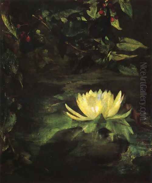 Water Lily Aka Lotus Leaves Oil Painting by John La Farge