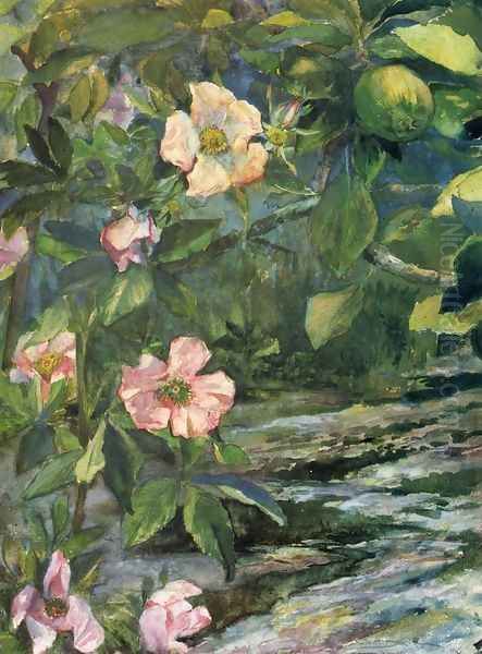 Wild Roses Oil Painting by John La Farge