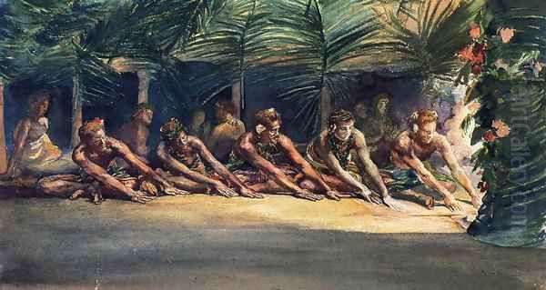 Siva Dance At Night Aka A Samoan Dance Oil Painting by John La Farge