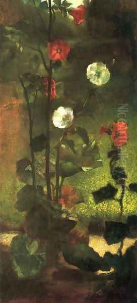 Hollyhocks2 Oil Painting by John La Farge