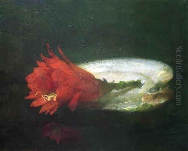 Shell And Flower Oil Painting by John La Farge