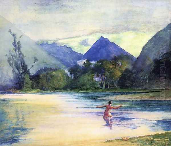 Entrance To The Vai Te Piha River Cooks Anchorage Oil Painting by John La Farge