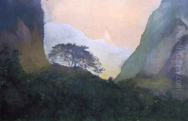 Landscape Evening Tahiti Pass And Peak Of Vaiaroa Taiarapu Oil Painting by John La Farge