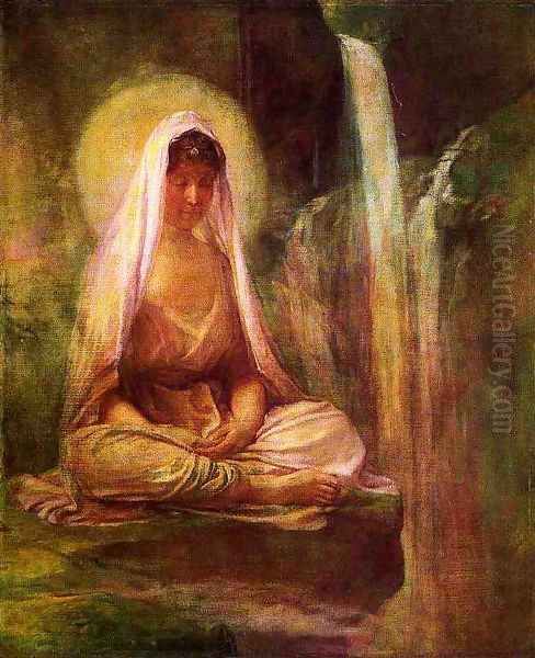 Kwannon Meditating On Human Life Oil Painting by John La Farge